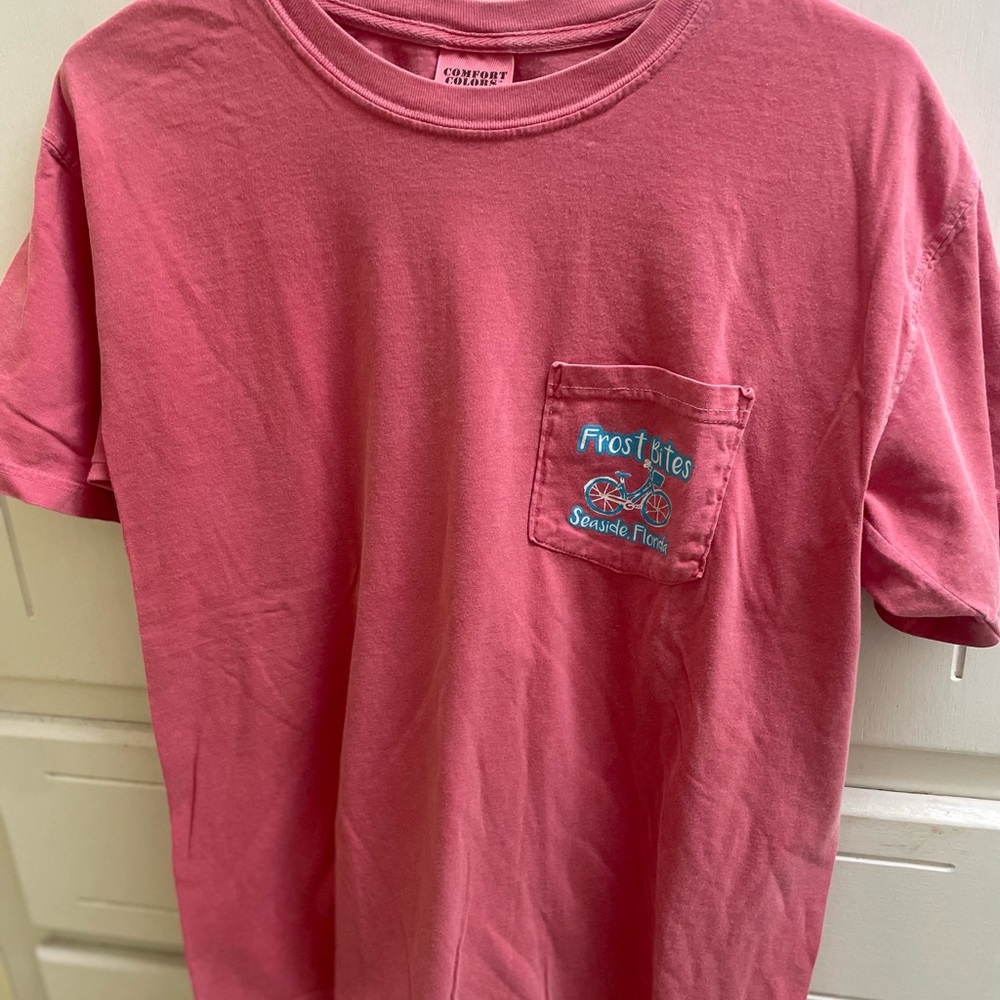Comfort Colors  Pink Tee with Pocket Seaside Frost Bites